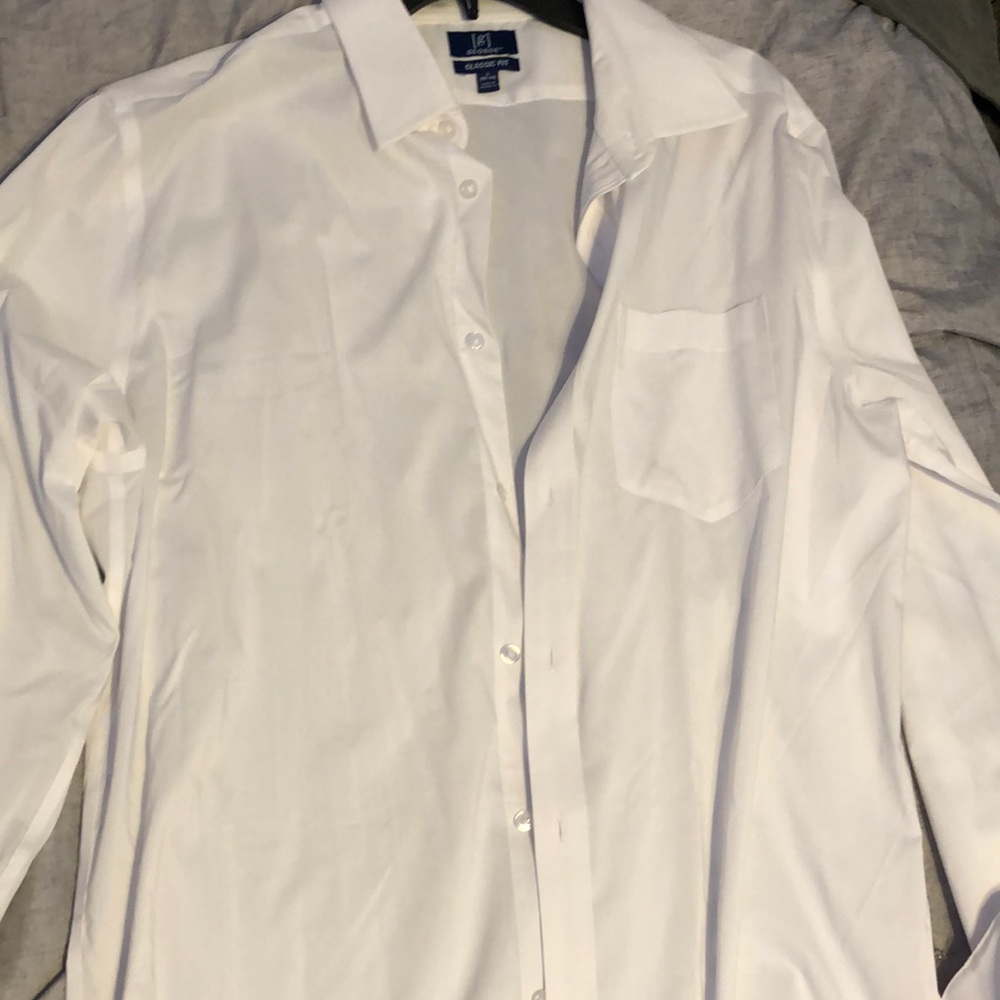 White long sleeved button down oversized shirt